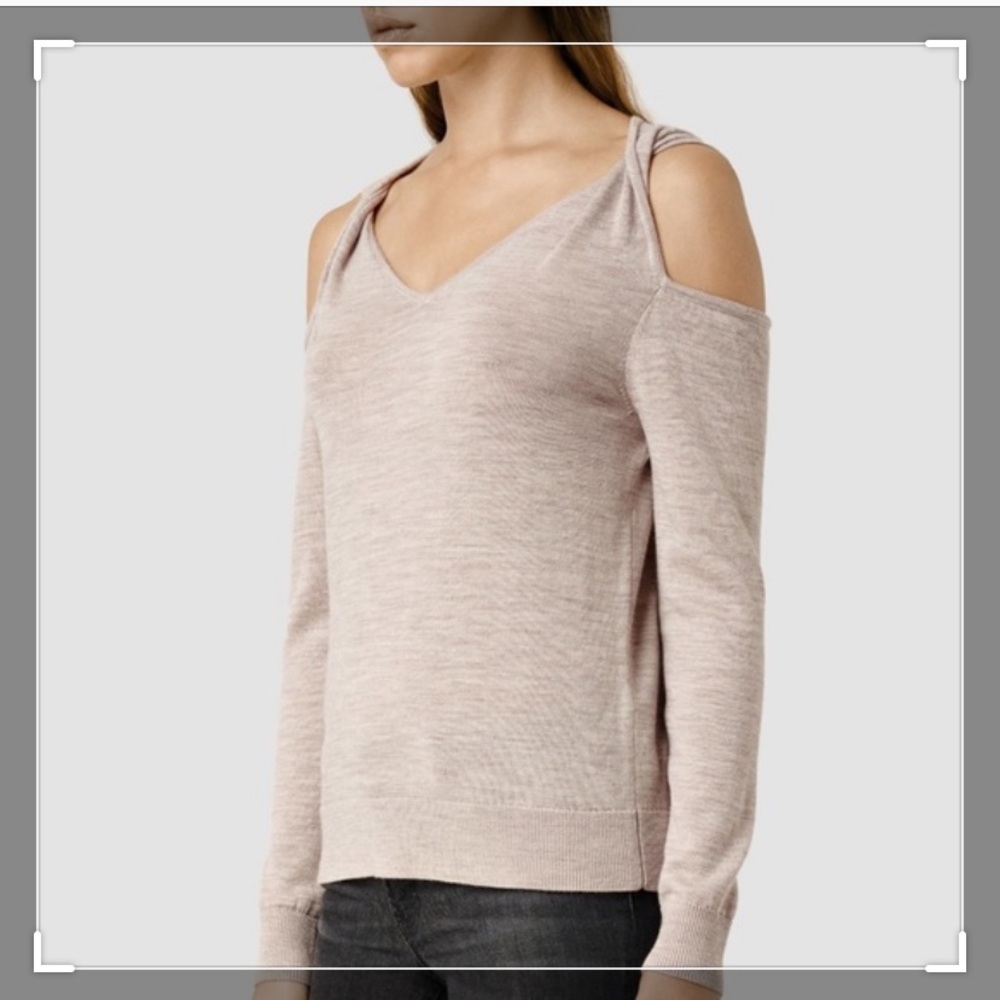 Allsaints Nero Open shoulder Wool Sweater -Small
